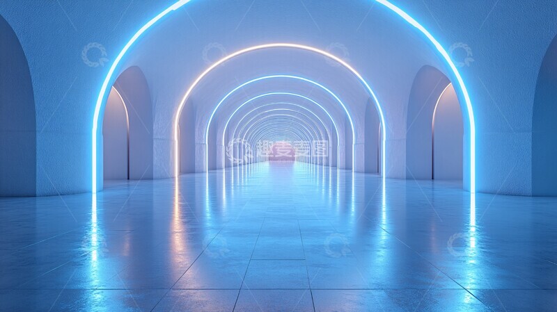 高清大图下载【趣麦麦图】蓝色全息线条2