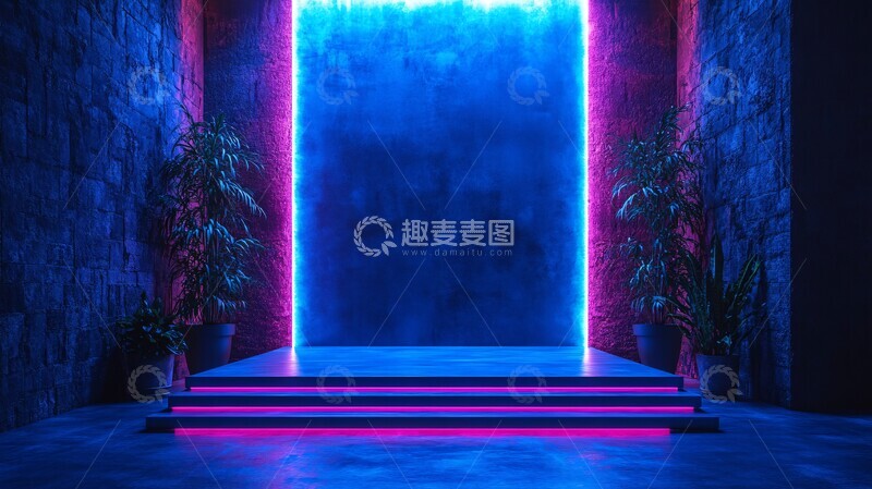 高清大图下载【趣麦麦图】颁奖台与蓝色灯光2