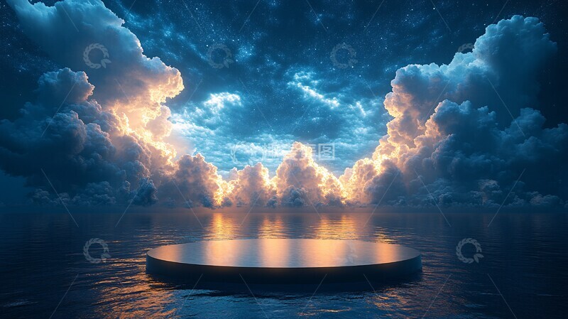 高清大图下载【趣麦麦图】夜空下的空讲台2