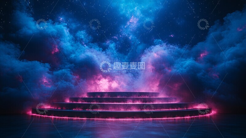 高清大图下载【趣麦麦图】夜空下的空讲台1