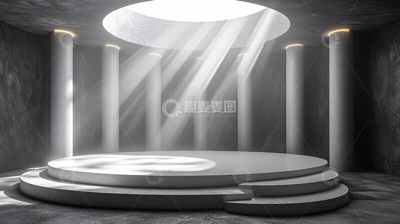 高清大图下载【趣麦麦图】白色圆形展示台2