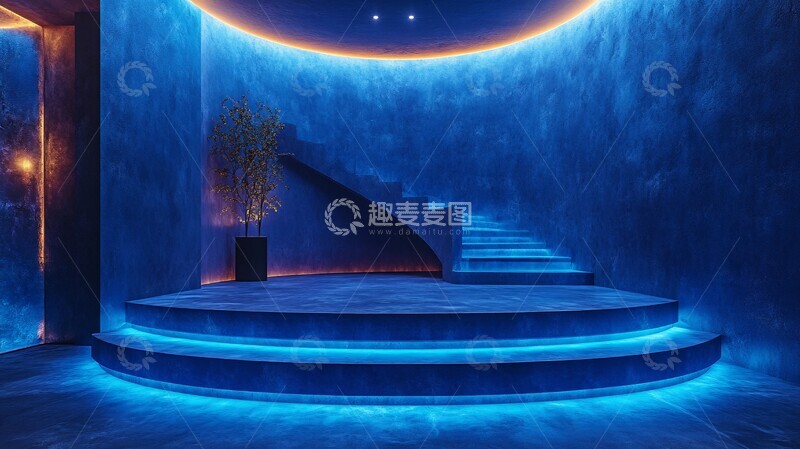 高清大图下载【趣麦麦图】颁奖台与蓝色灯光1