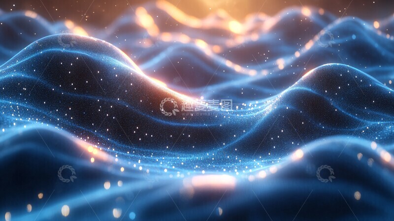 高清大图下载【趣麦麦图】蓝色全息线条1