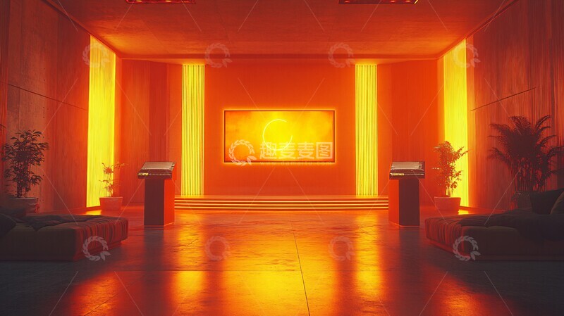 高清大图下载【趣麦麦图】黄色极简未来风问答演播室1