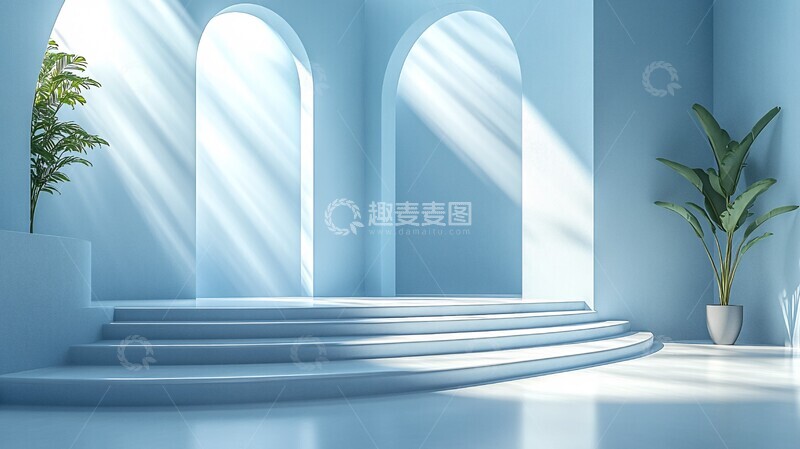 高清大图下载【趣麦麦图】光白平台与曲线线条2