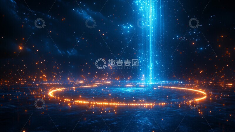 高清大图下载【趣麦麦图】黑暗空间中的光环舞台