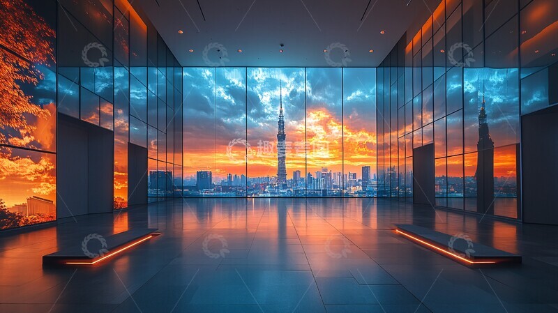 方柱屏幕展示3D电视塔