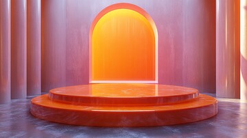 橙色玻璃讲台悬浮1