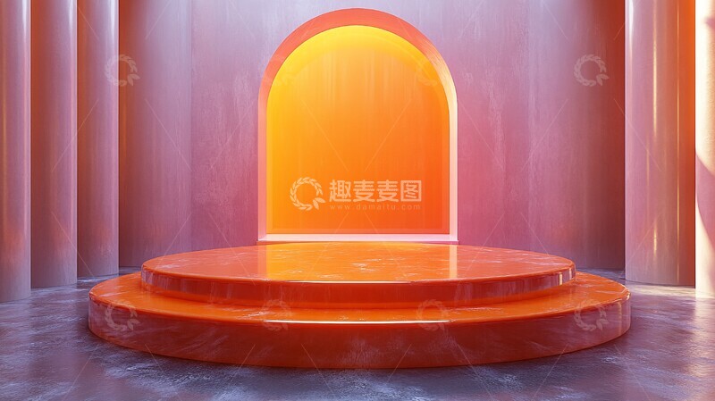 高清大图下载【趣麦麦图】橙色玻璃讲台悬浮1