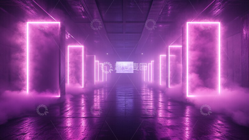 高清大图下载【趣麦麦图】烟雾紫色灯光舞台设计1