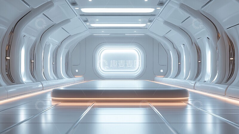 高清大图下载【趣麦麦图】白色展示台与聚光灯