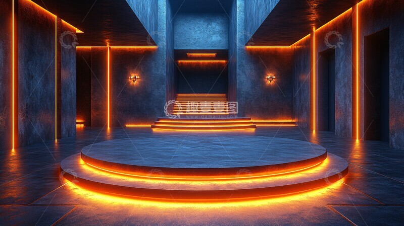高清大图下载【趣麦麦图】圆形舞台未来科技渲染1