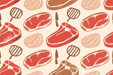 肉类卡通插画图案