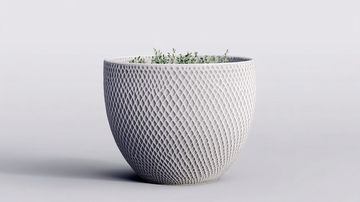 简约白色纹理花盆绿植图