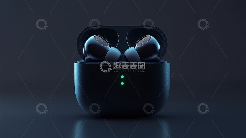 高清大图下载【趣麦麦图】黑色无线耳机充电盒特写541