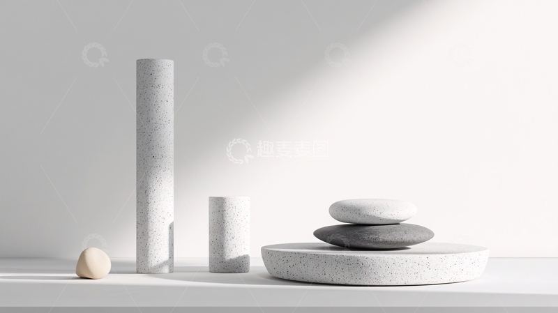 高清大图下载【趣麦麦图】-简约灰白调静物摆件画面719