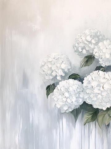 白色绣球花插画299