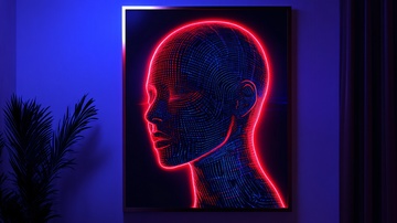 霓虹灯光勾勒的人头艺术画539