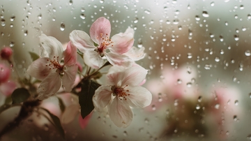 雨中绽放的粉嫩花朵459