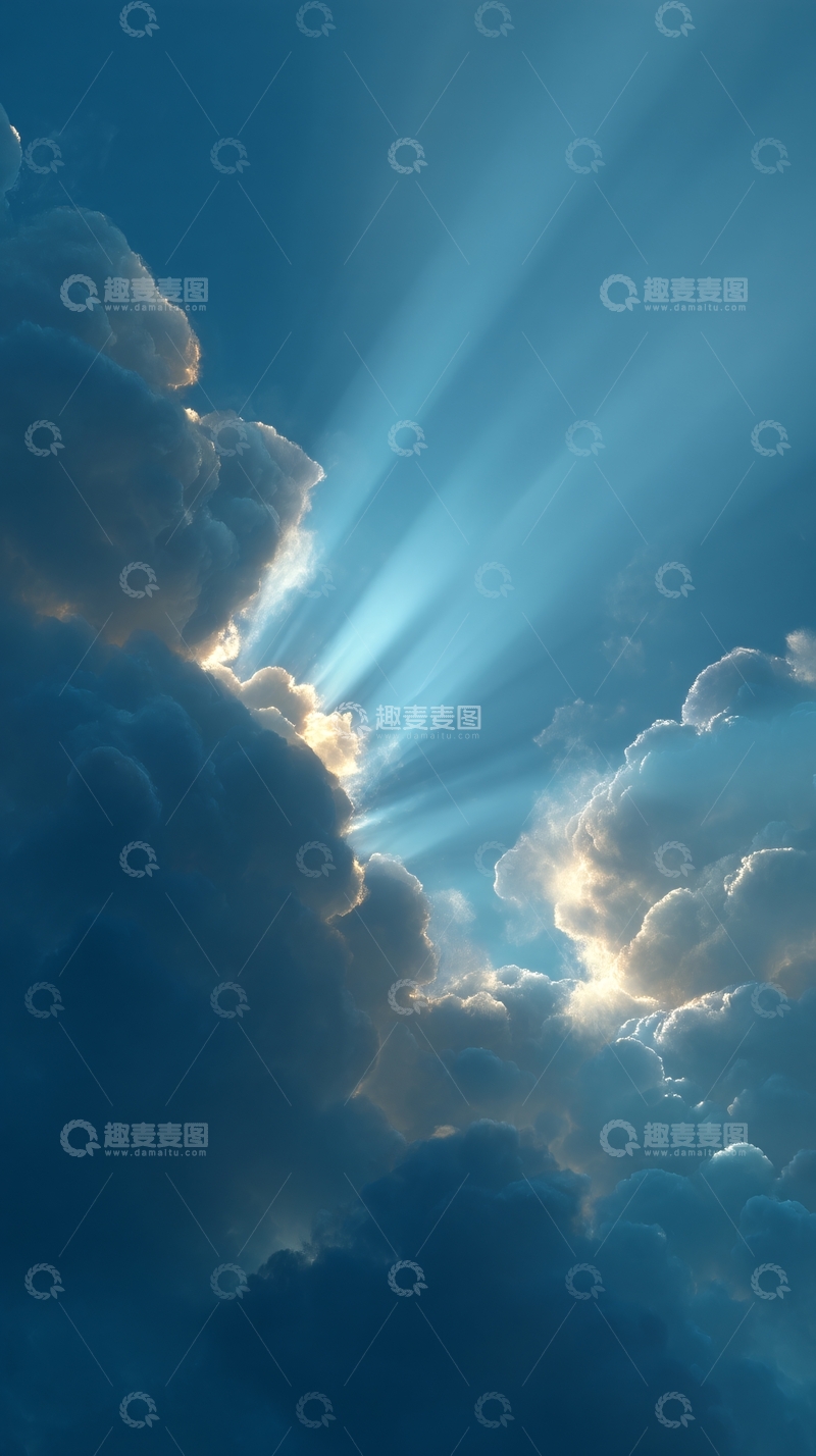高清大图下载【趣麦麦图】-梦幻云海中的阳光光束037