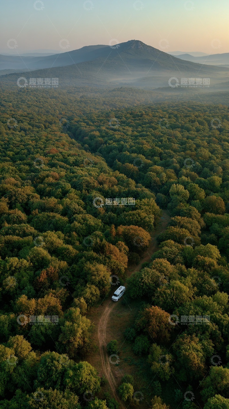 高清大图下载【趣麦麦图】-林间小道上的白色车辆185