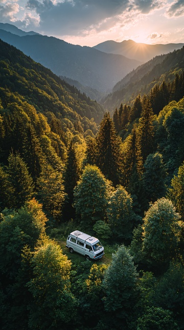 山林间的白色房车903