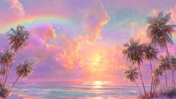 梦幻海滨日落美景882