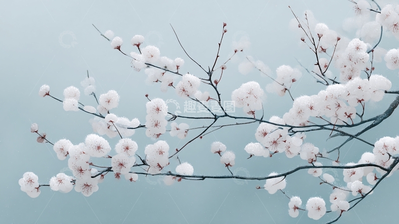 高清大图下载【趣麦麦图】枝头绽放的白色花朵262