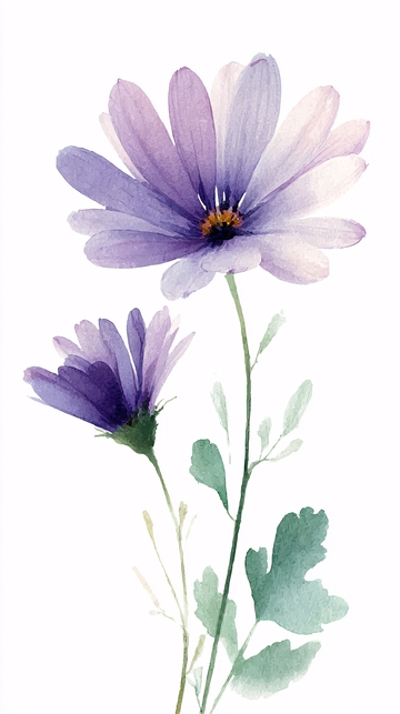 紫色水彩花卉插画479