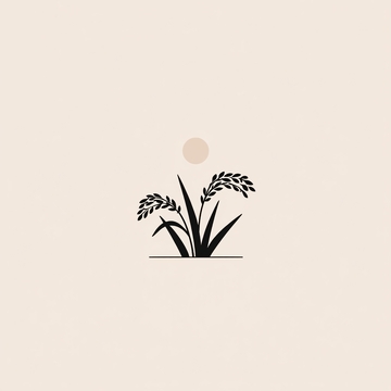 简约稻穗与太阳插画图案529