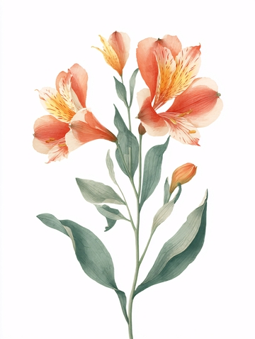 手绘橙粉色花卉插画018