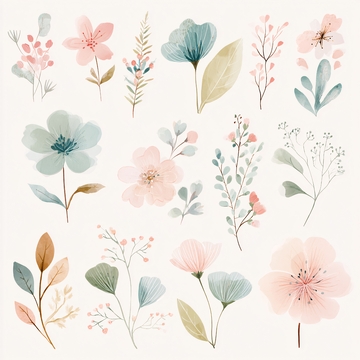 清新花卉插画元素集合647