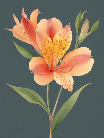 橙色六出花插画410