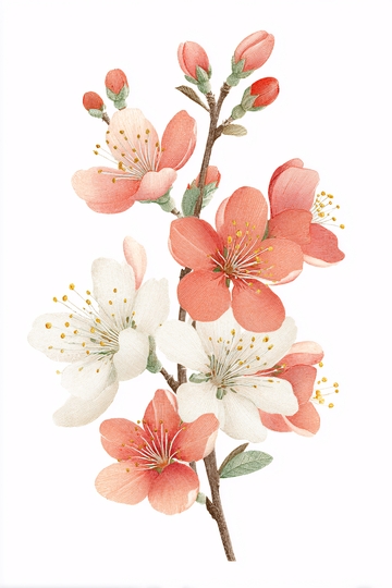绽放的多彩花枝插画817