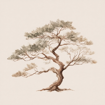 水墨风格单棵松树插画290