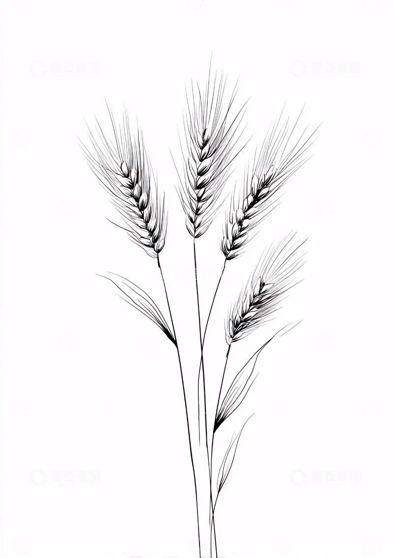 高清大图下载【趣麦麦图】黑白麦穗插画540