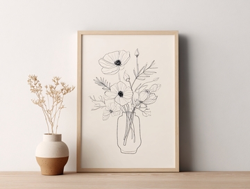 简约线条花卉插画装饰画573
