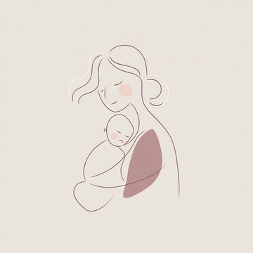 母亲怀抱婴儿插画392