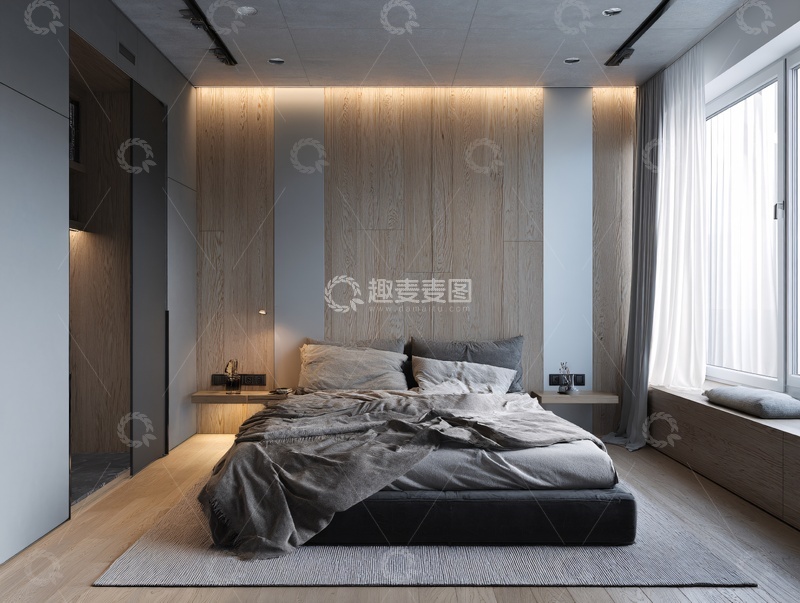 高清大图下载【趣麦麦图】现代简约风格卧室室内图180