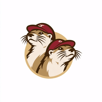 戴帽水獭插画形象876