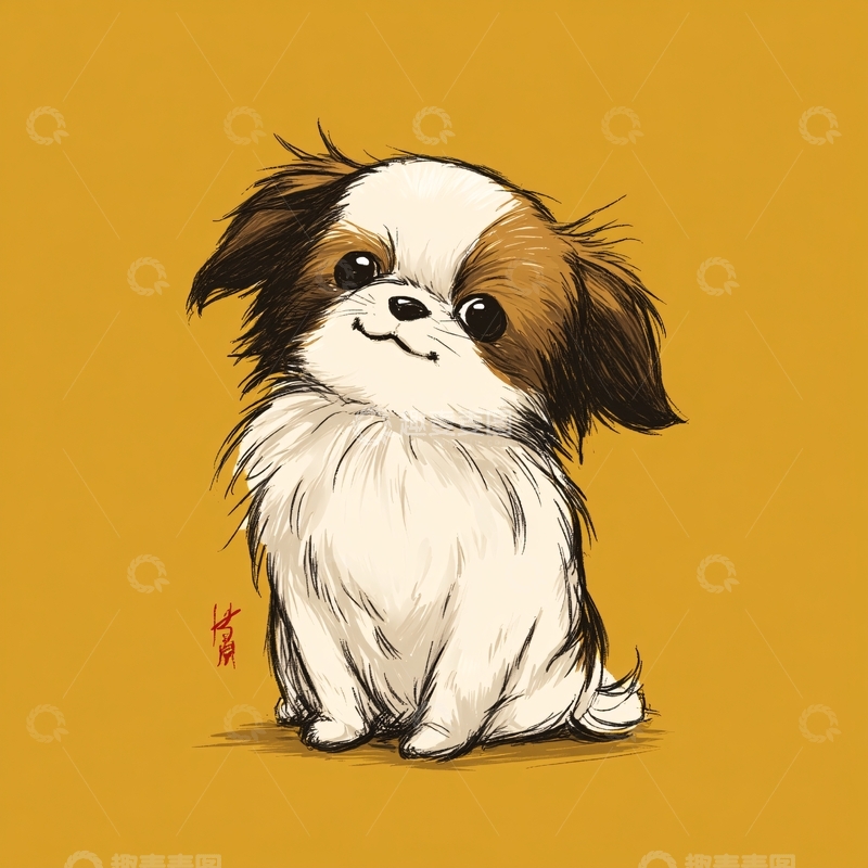 高清大图下载【趣麦麦图】-可爱插画小狗形象057