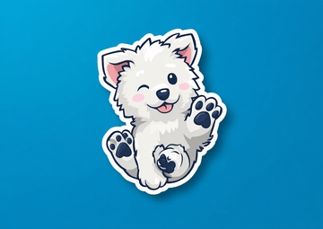 可爱白狗卡通贴纸357