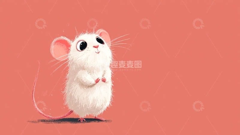 高清大图下载【趣麦麦图】可爱站立小白鼠插画893