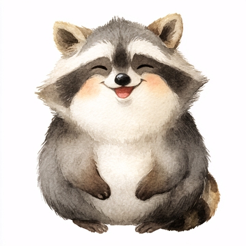 可爱微笑小浣熊插画828