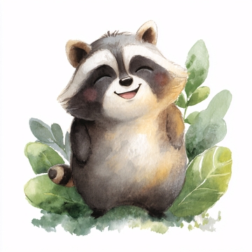 可爱浣熊插画701