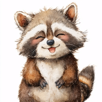 可爱微笑的浣熊插画473