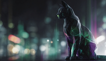 霓虹夜色中的几何风格猫咪968