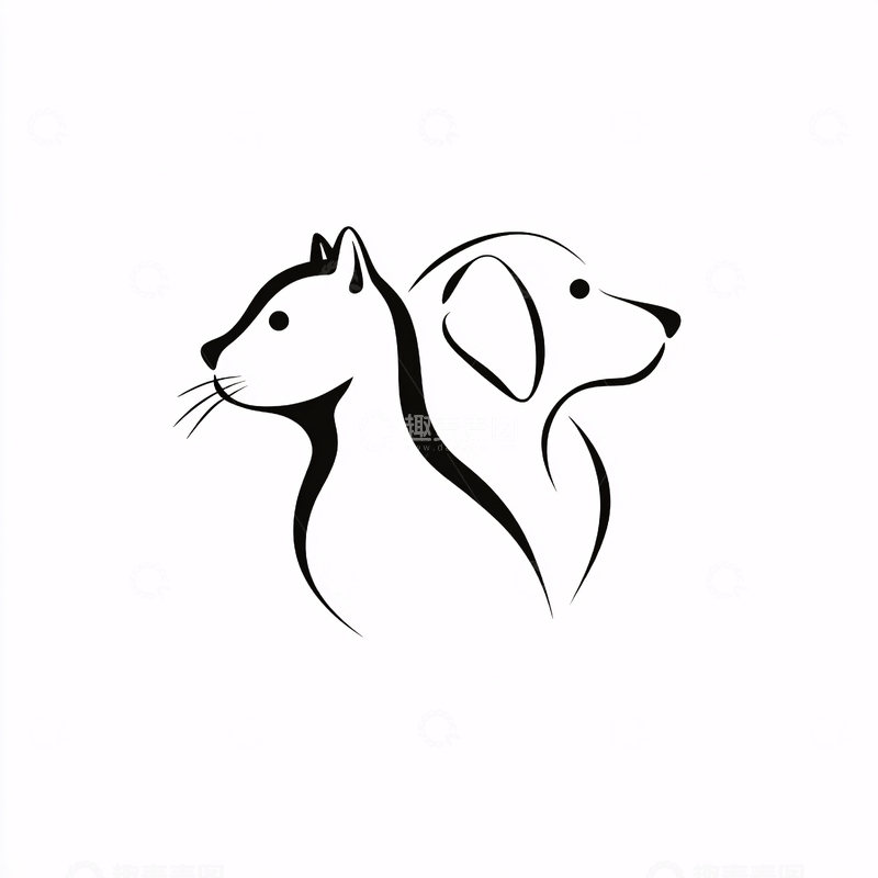 高清大图下载【趣麦麦图】猫狗轮廓插画966