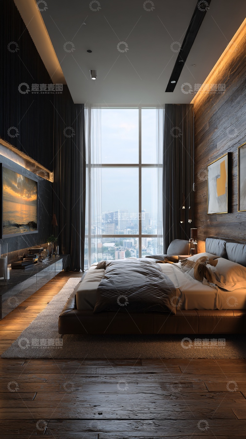 高清大图下载【趣麦麦图】-现代风格的温馨卧室空间836