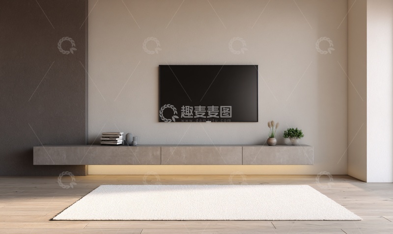 高清大图下载【趣麦麦图】现代简约风客厅电视墙场景694